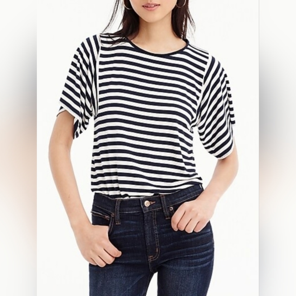 J.Crew Women's  Stripe TShirt Super Soft Viscosa Flattering XS-S